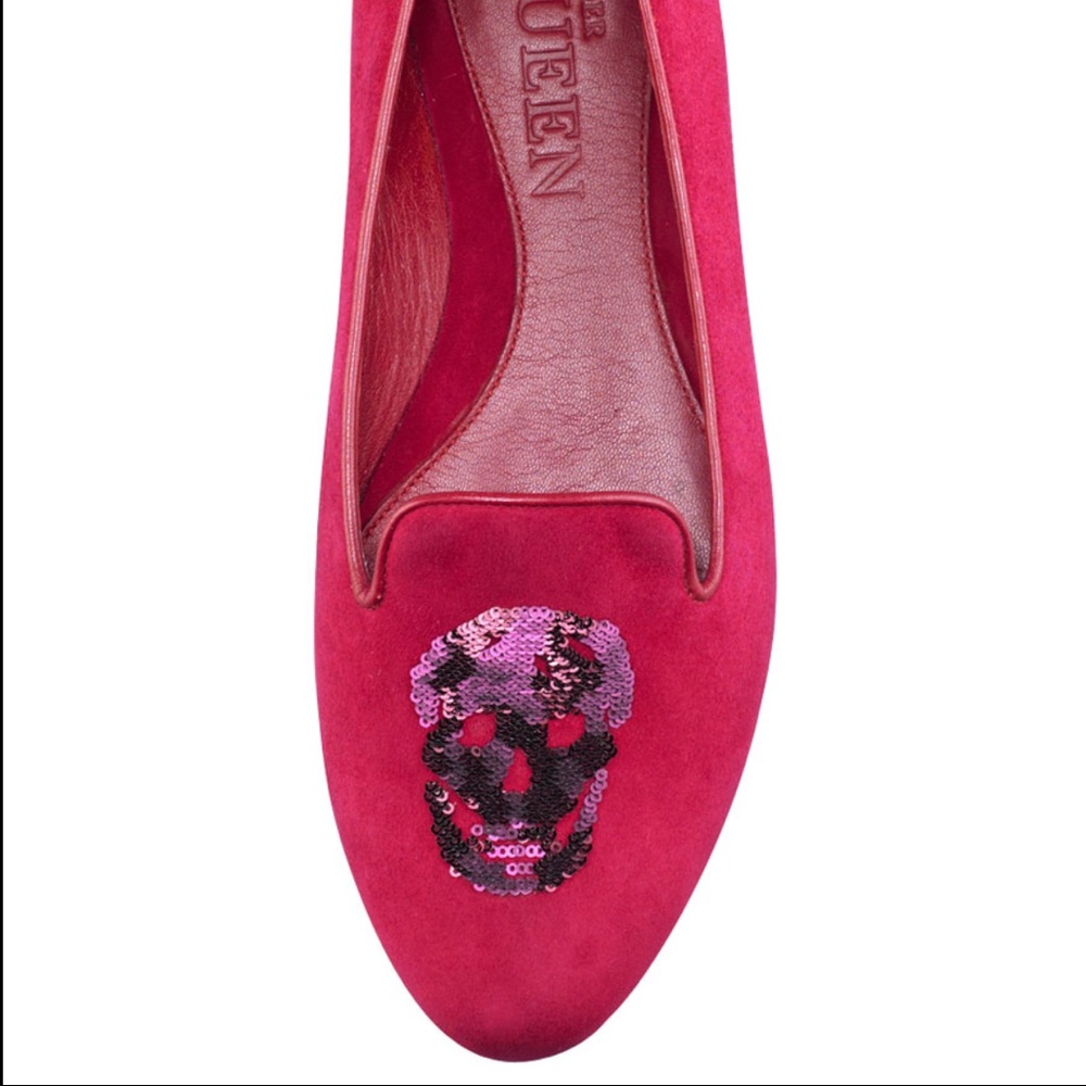 Alexander McQueen pink skull flats 38
